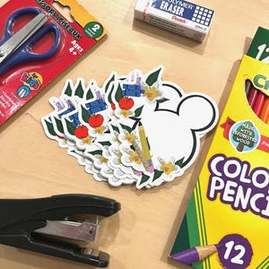 Back To School MICKEY LABEL, Vinyl, weißer Hintergrund, wasserfester, entzückender Aufkleber