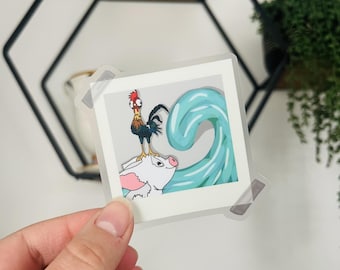 Super Cute Moana PUA, HEI-HEI and Water Transparent Polaroid Sticker