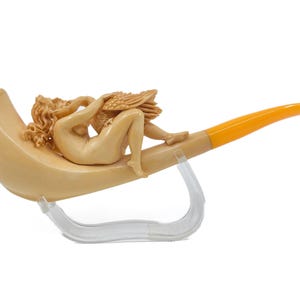 Meerschaum Pipe &quot;Leda and the Swan&quot; by S. Yanik | Hand-Carved Block Meerschaum | Mythological Art Pipe | Collector Gift