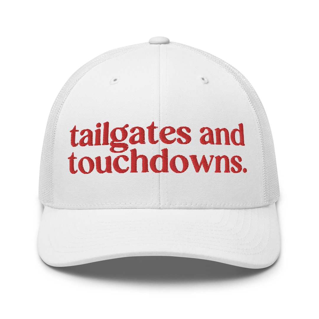 Tailgates and Touchdowns Trucker Hat Football Game Cap Red  display picture 2