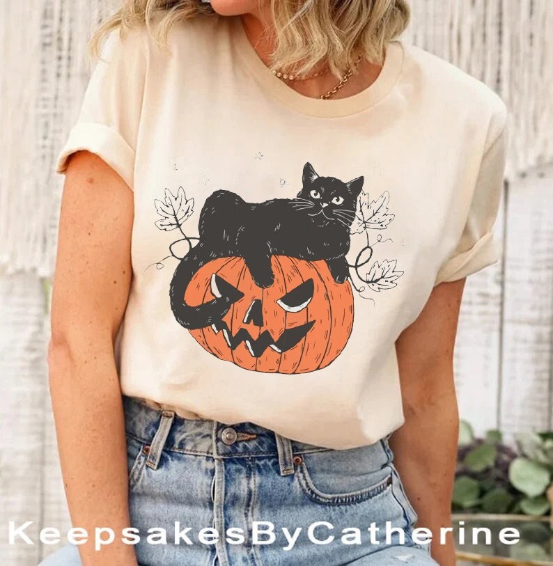 Black Cat Pumpkin Halloween Shirt