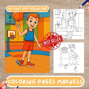 40 Sports Coloring Pages, Printable Activity Sheets for Kids and Adults, Digital Coloring Book PDF Instant Download