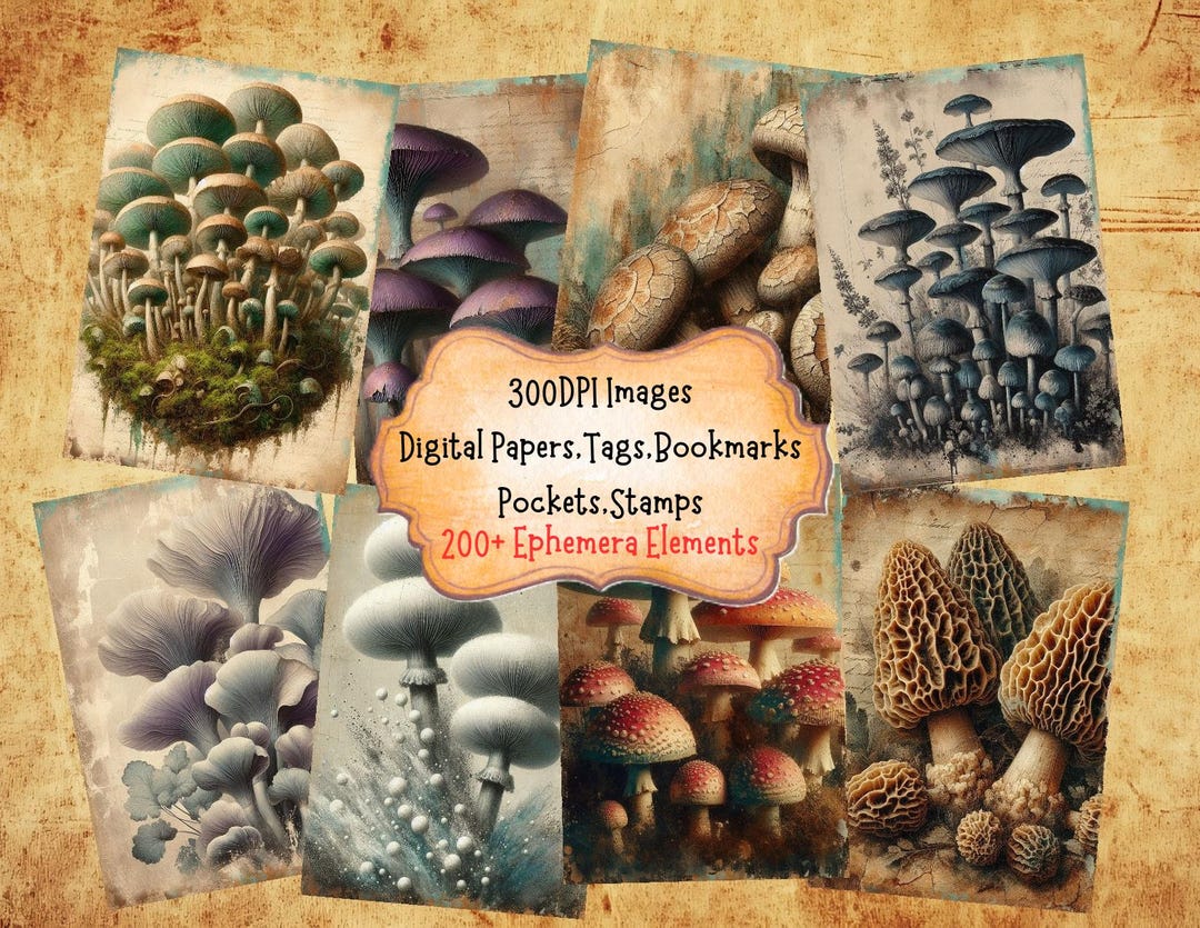 Vintage Mushroom Junk Journal Kit: Printable Woodland Ephemera (digital ...