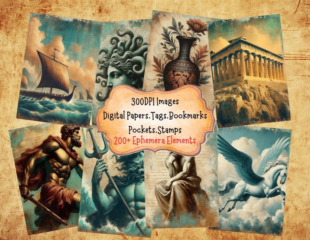 Ancient Greece Junk Journal Kit: Vintage Ephemera, Printable Papers ...
