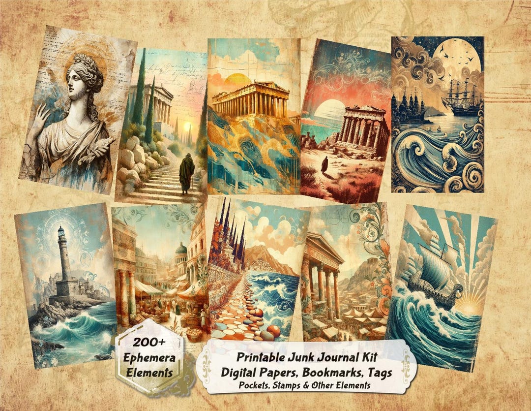 Ancient Greece Junk Journal Kit: 60 Hellenic Digital Papers & Ephemera ...