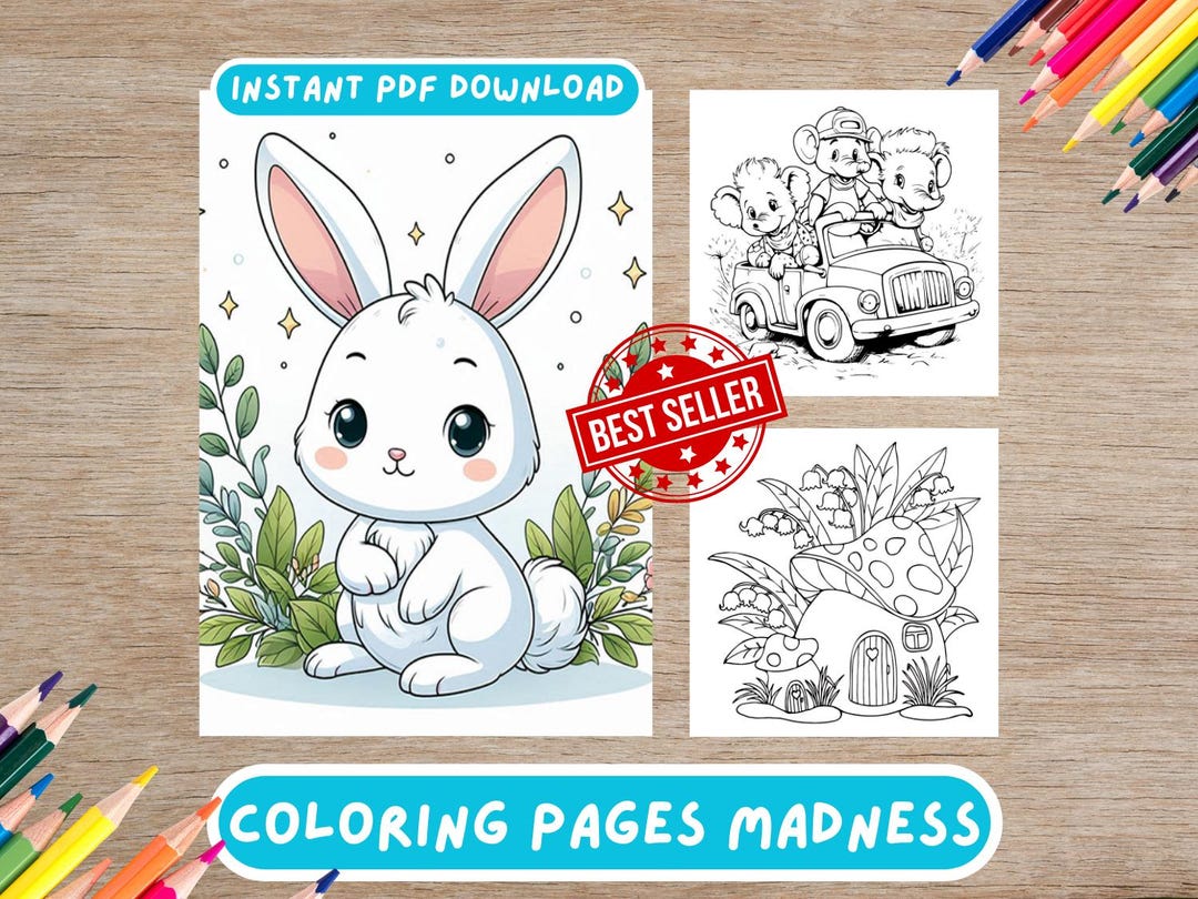 115 Simple Coloring Pages for Kids and Adults, Printable PDF Designs ...