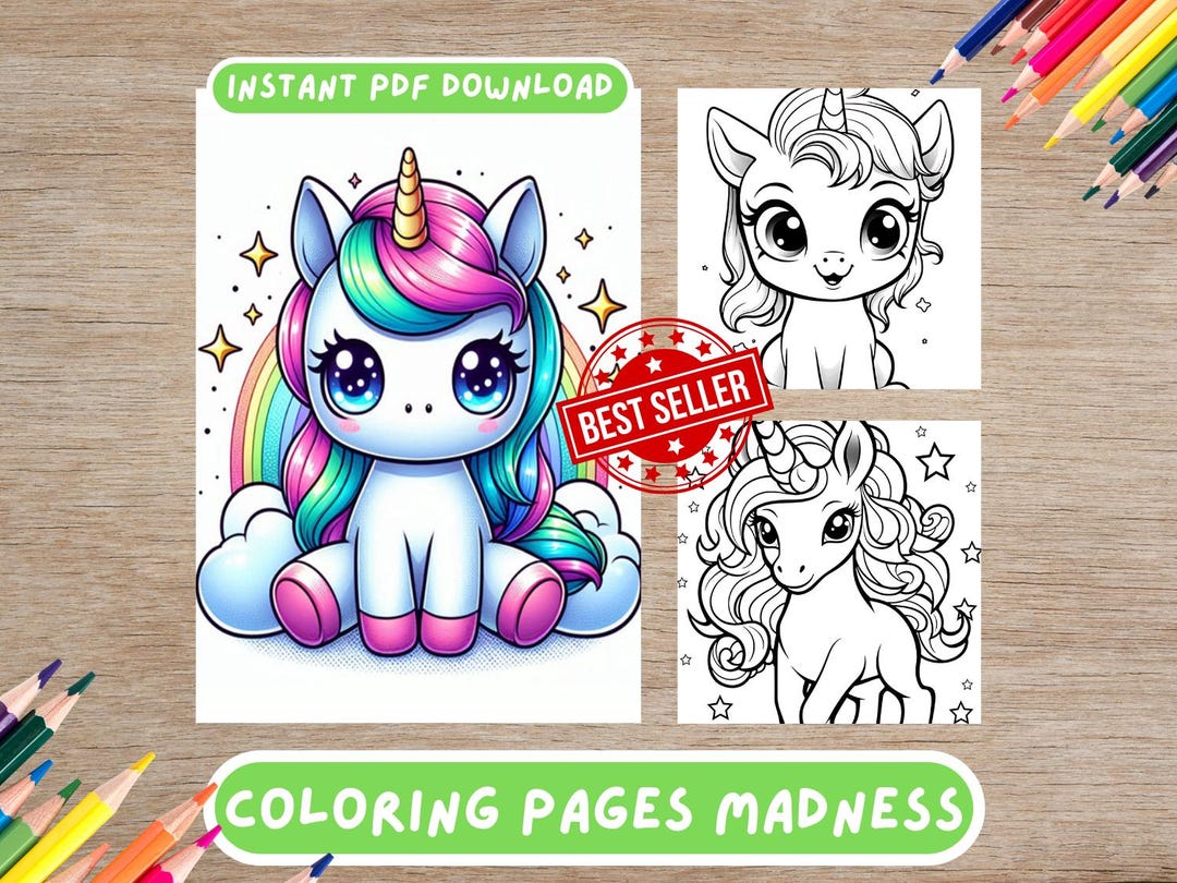 Buy 50 Cute Unicorn Coloring Pages for Kids and Adults,cute Fantasy ...