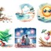 51 Summer Beach Watercolor Clipart PNG Bundle: Printable PNG Images for ...