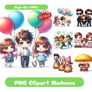 31 Chibi Family Clipart PNG Set, Watercolor Chibi Family Bundle Chibi  Clipart Printable Family Wall Art PNG Clipart Chibi Graphics