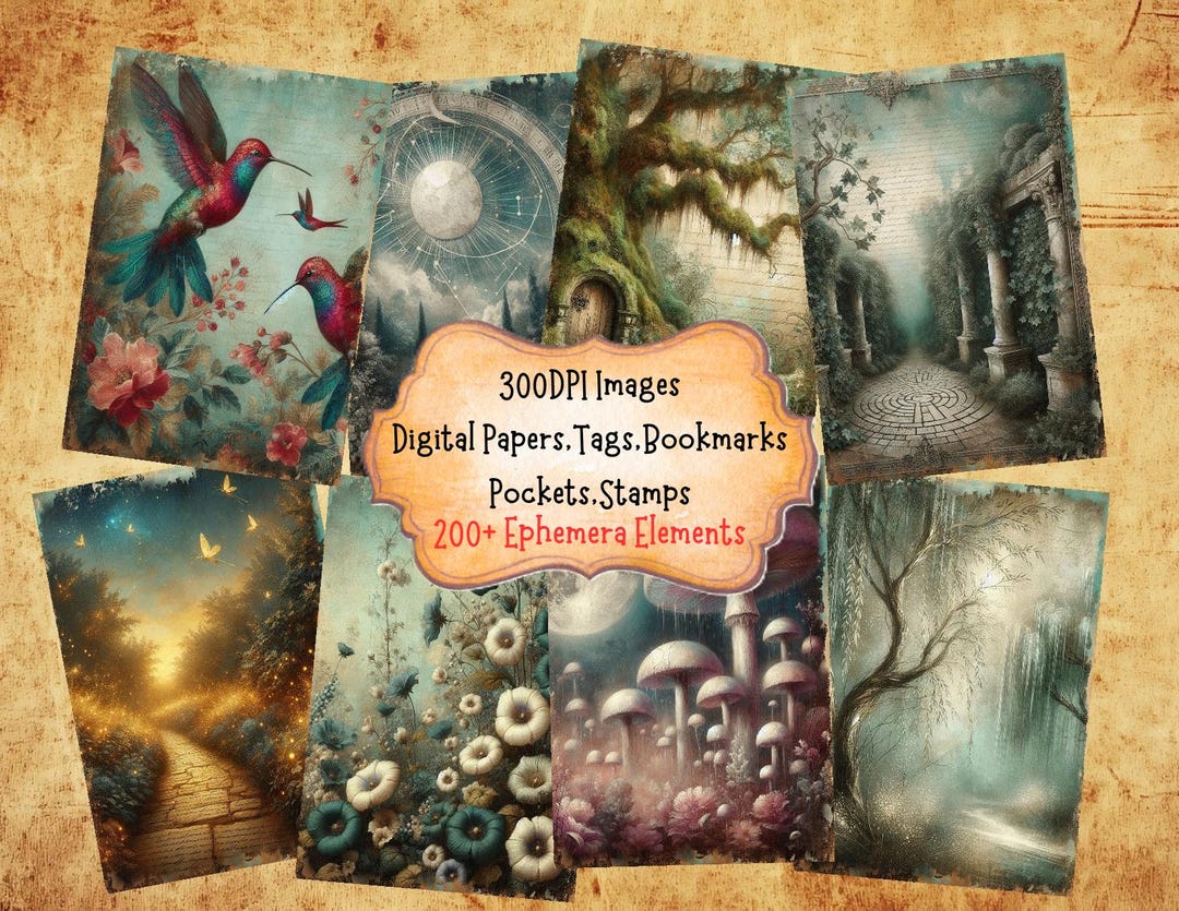 Enchanted Garden Junk Journal Kit: Vintage Fairy Ephemera (digital ...