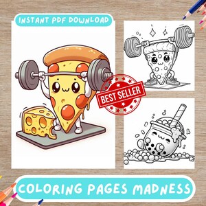 70 Yummy Food Coloring Pages, Kids and Adults Coloring Pages, Instant Digital PDF Download, Printable Coloring Book Sheets