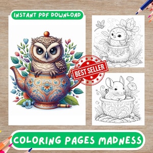 60 Baby Animal Coloring Pages, Kids and Adults Coloring Pages, Instant Digital PDF Download, Printable Coloring Book Sheets