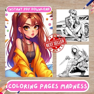 60 Baddie Coloring Pages for Adults , Printable Sassy Girl Art , Digital Download Fashion Coloring Sheets for Teens and Trendy Adults