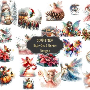 51 Quirky Fairy Watercolor Clipart PNG Bundle with PNG Clipart Digital Download for Invitations Scrapbooking Wall Art Card Making Stickers