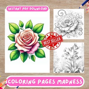 80 Girly Adult Coloring Pages, Kids and Adults Coloring Pages, Instant Digital PDF Download, Printable Coloring Book Sheets
