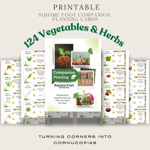 Guía de cultivo complementario de 124 plantas, jardinería en pies cuadrados, planificador de jardines, planificación de jardines, diario de jardines, cuadro de planificación de cultivos complementarios para jardines
