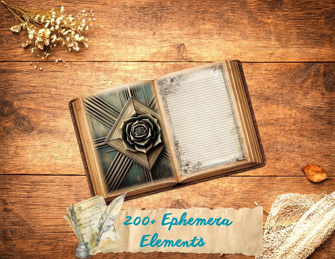 Compass Rose Junk Journal Pages - Digital Roses Papers & Printable ...