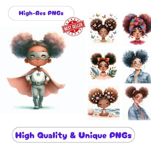 Pack de 18 cliparts afro bouffées, charmantes bouffées Clipart graphiques imprimables pour bouffées ludiques Wall Art papier artisanat indésirable journal
