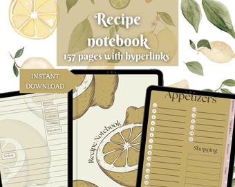 Libro de recetas digital en PDF: Libro de cocina con hipervínculos para GoodNotes