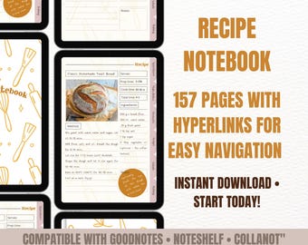 Digital Recipe Book Template: Hyperlinked Cookbook for GoodNotes (PDF Download)