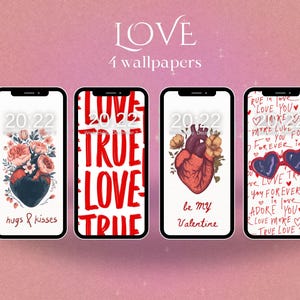 Digital Wallpaper Set for Phones - Love & Valentine&#39;s Day Themes