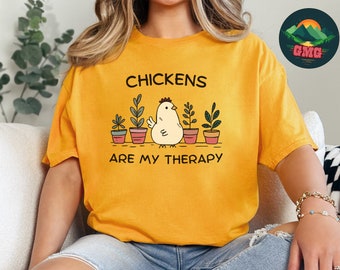 Hühner sind meine Therapie - Huhn T Shirt. Ein lustiges Hühner-Shirt, ein tolles Geschenk für Hühnerliebhaber, Hühnerdamen und Mama.