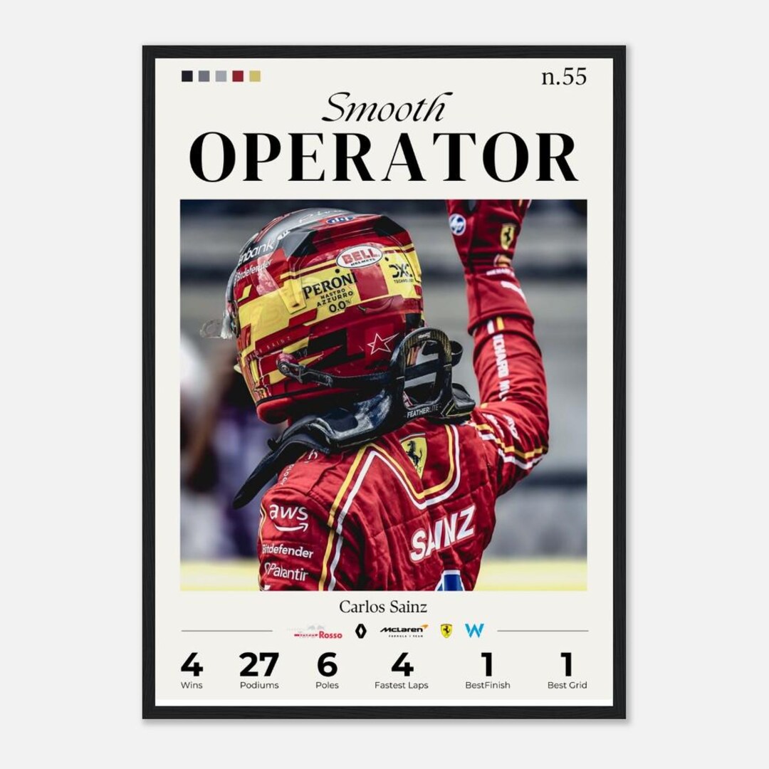 Carlos Sainz Poster, F1 Poster, F1 Racing Poster, F1 Fan Gift, Formula ...