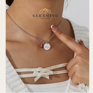 Collar de disco de oro personalizado para mujer, collar con moneda de atardecer, collar de nuevo comienzo, nombre grabado con piedra de nacimiento, joyería, regalo para mamá