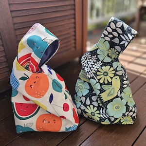 Knot Bag / Project Bag / Japanese Style Bag / Reversible