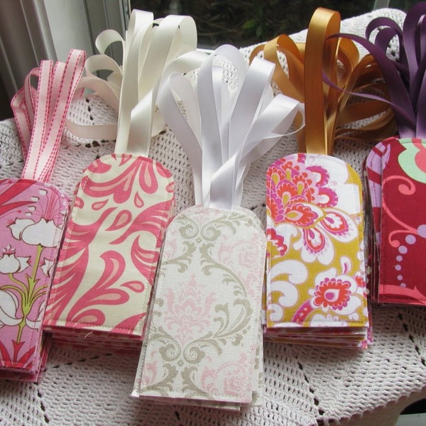 50 Luggage Tags Favors for your Wedding Guests - You Choose The Fabrics