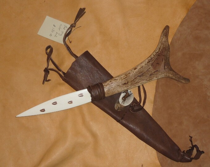 Bone Antler Knife Red Stag Antler and Bone Ritual Athame Knife With