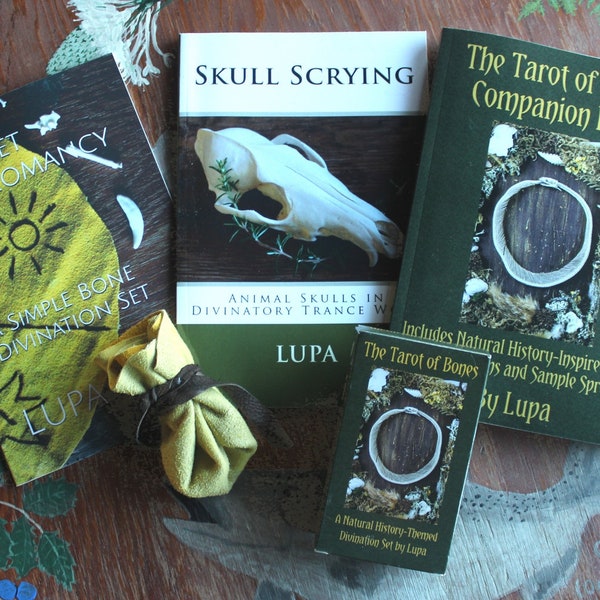 Etsy only special - Divination Pack - Pocket Osteomancy book and set, Tarot of Bones deck and book, Skull Scrying book signed by Lupa