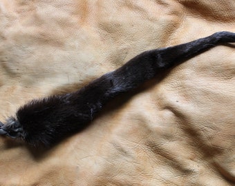 Otter tail - real eco-friendly river otter fur totem tail on leather belt loop keychain purse charm for ritual and dance OT01