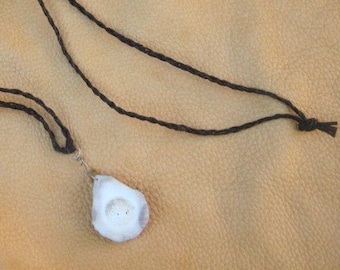 Deer antler necklace - real PLAIN deer antler pendant on hand-braided adjustable cord in black, natural, or red-brown