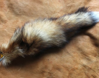 Fox tail - real eco-friendly red fox fur dance tail on carabiner keychain purse charm for ritual and dance RF22