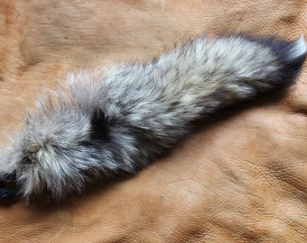 Fox tail - real eco-friendly wild kit fox fur tail on recycled leather belt loop for dance and ritual KT03