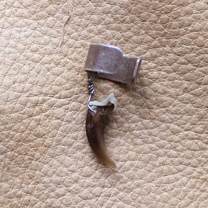 Real single red fox claw on silver-plated brass ear cuff
