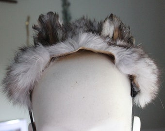 Fox ears headdress - real eco-friendly Arctic fox fur ears costume for ritual and dance