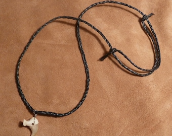 Bobcat claw necklace - real bobcat claw on hand-braided adjustable cord in black, natural, or red-brown