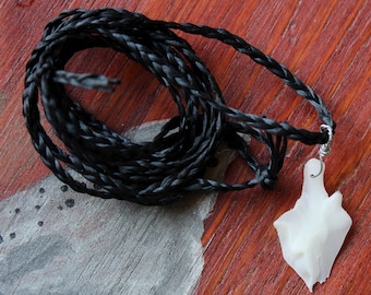Gar scale necklace - real gar fish scale on hand-braided adjustable cord in black, natural, or red-brown