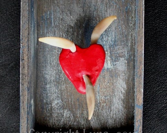 Three of Swords - Tarot of Bones original assemblage - real fox teeth OOAK