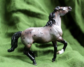 Brecc - Breyer Custom Stablemate Bay Varnish Roan Appaloosa Semi-rearing Mustang Darius customized CM RRH altered painted art horse