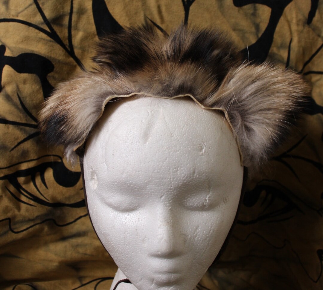 Tanuki Ears Headdress Real Ecofriendly Raccoon Dog Fur Ears Etsy