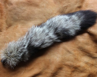 Fox tail - real eco-friendly wild kit fox fur tail on recycled leather belt loop for dance and ritual KT02