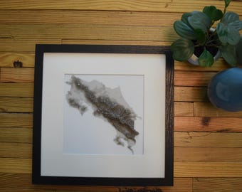 Costa Rica 3D Topographic Map: Framed Wall Art