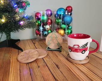 3D Printed Christmas Coaster Set: Snowflake & Tree Holder