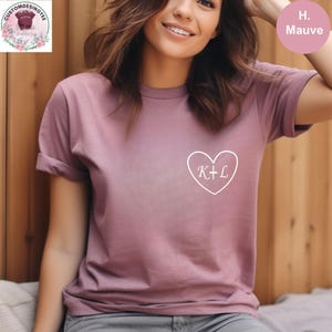 Custom Initial Heart Valentines Day T-Shirt, Initial Heart Shirt, Personalized Valentines Day Shirt, Custom Initial Couples Matching