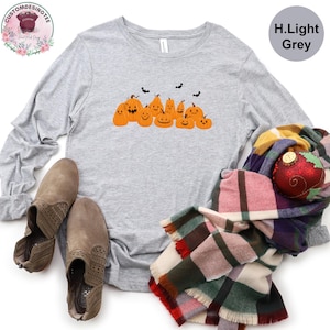 Halloween Pumpkin Long Sleeve, Fall Ghost Shirt, Fall Autumn Pumpkin Season Shirt, Spooky Season Shirt, Cute Ghosts Pumpkin Long Sleeve