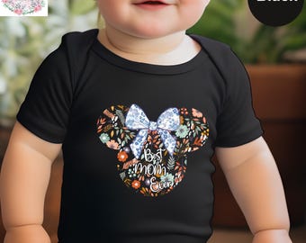 Best Mom Ever Icon Flowers Mother’s Day Baby Bodysuit, Disney Minnie Mouse Mama Youth Shirt, Mama Mouse Tee,Disney Family Trip Toddler Shirt