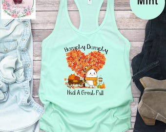 Cute Hallowen Ghost Tank Top, Humpty Dumpty Had A Great Fall Hallowen Tank Top, Cute Fall Tank Top, Spooky Season Tank Top